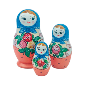 Матрешка 1-3 большая синий платок 1840