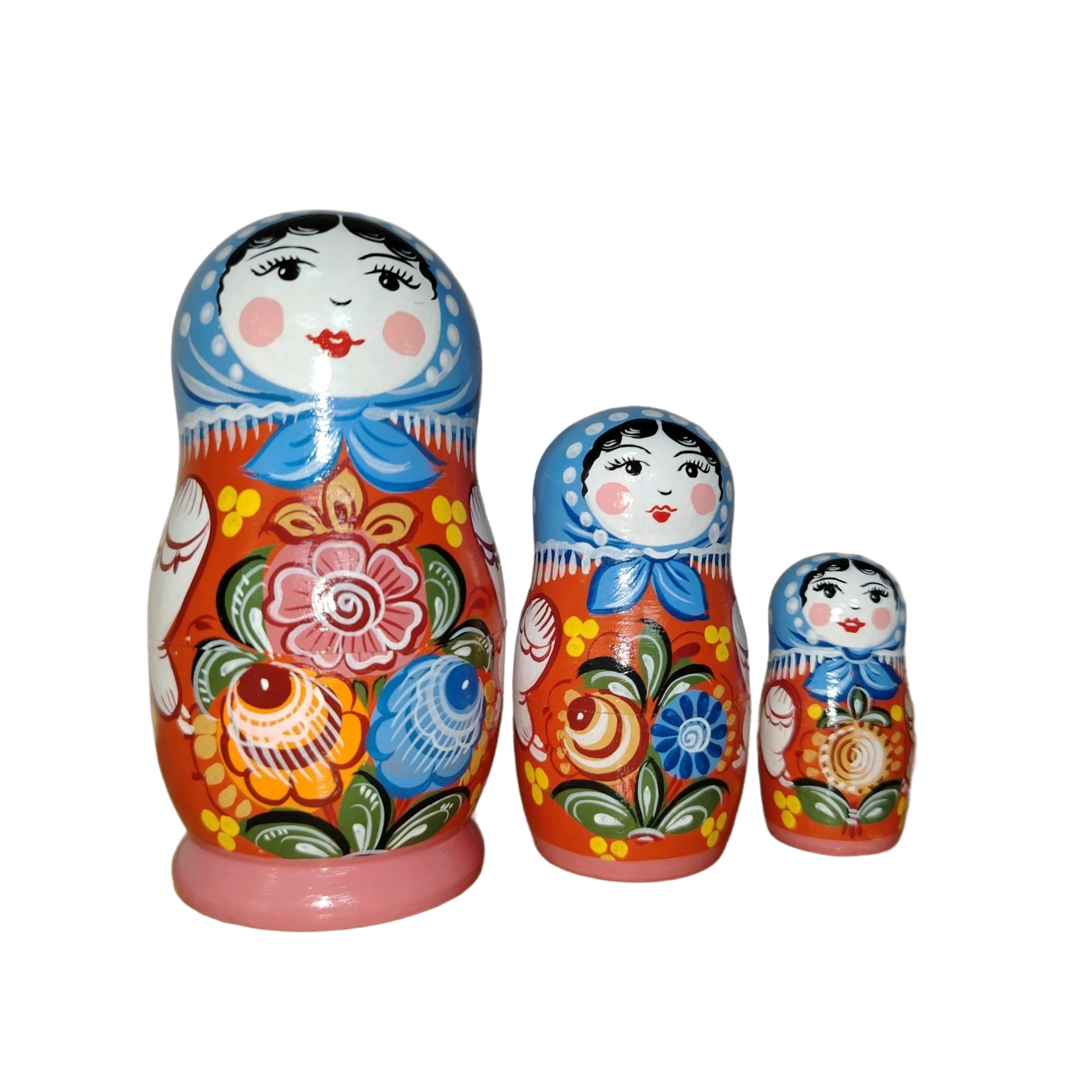 Матрешка 3х кукольная " Алёна" С11-1643 СИНИЙ платочек