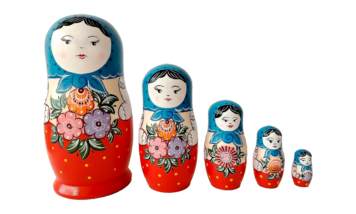 матрешка 1-5 синий платок